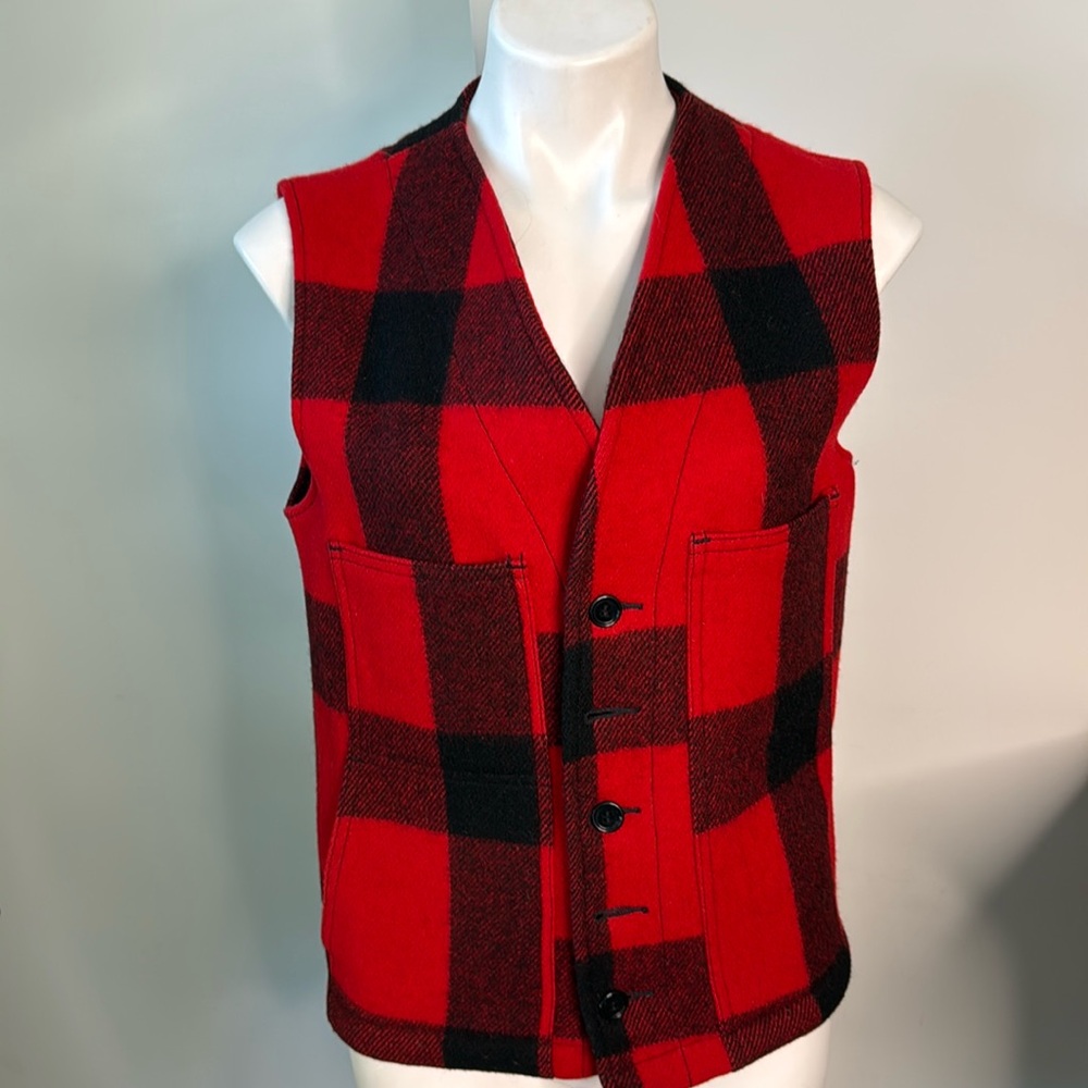 Vintage L.L. Bean Buffalo Check Unlined Button Vest